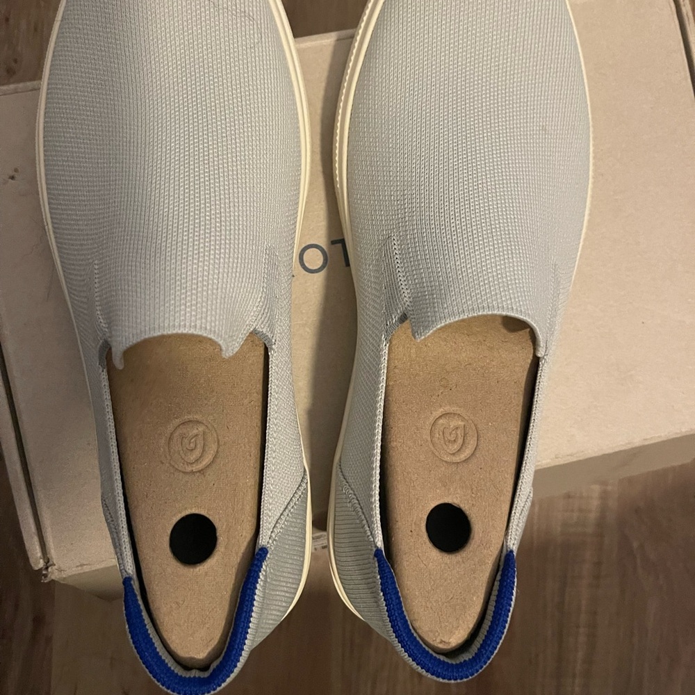 Rothy's Light Gray and Blue Men's Slip-On Loafers